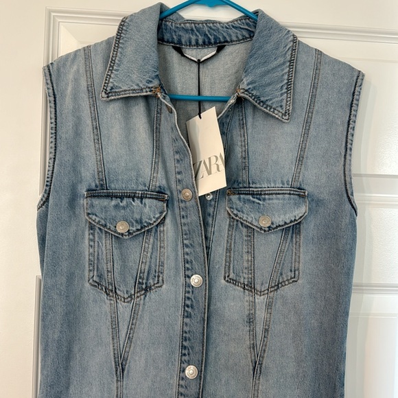 Zara Denim Maxi Dress NWT Size Medium - Picture 12 of 13